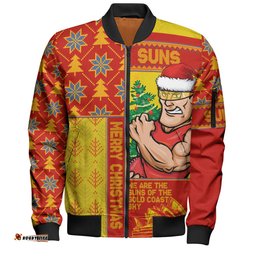 Amazing Aussie Gold Coast SUNS Merry Christmas Knit Style Festive Spirit Bomber Jacket