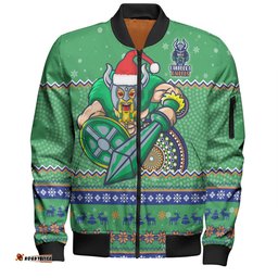 Amazing Aussie Canberra Raiders Christmas Custom Ugly Xmas And Aboriginal Patterns For Die Hard Fan Bomber Jacket