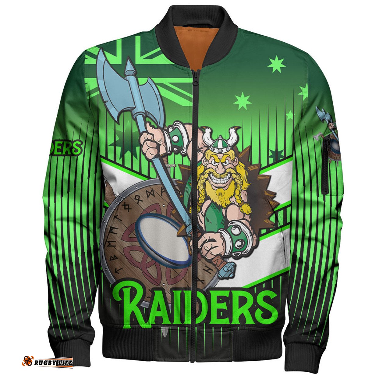 Amazing Aussie Canberra Raiders Canberra Raiders Mascot With Australia Flag Bomber Jacket