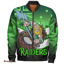 Amazing Aussie Canberra Raiders Canberra Raiders Mascot With Australia Flag Bomber Jacket
