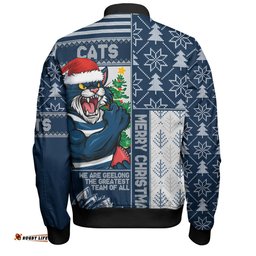 Amazing Aussie Geelong Cats Merry Christmas Knit Style Festive Spirit Bomber Jacket
