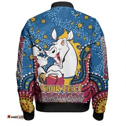 Amazing Aussie Brisbane Broncos Custom Custom With Aboriginal Inspired Style Of Dot Painting Patterns  Bomber Jacket