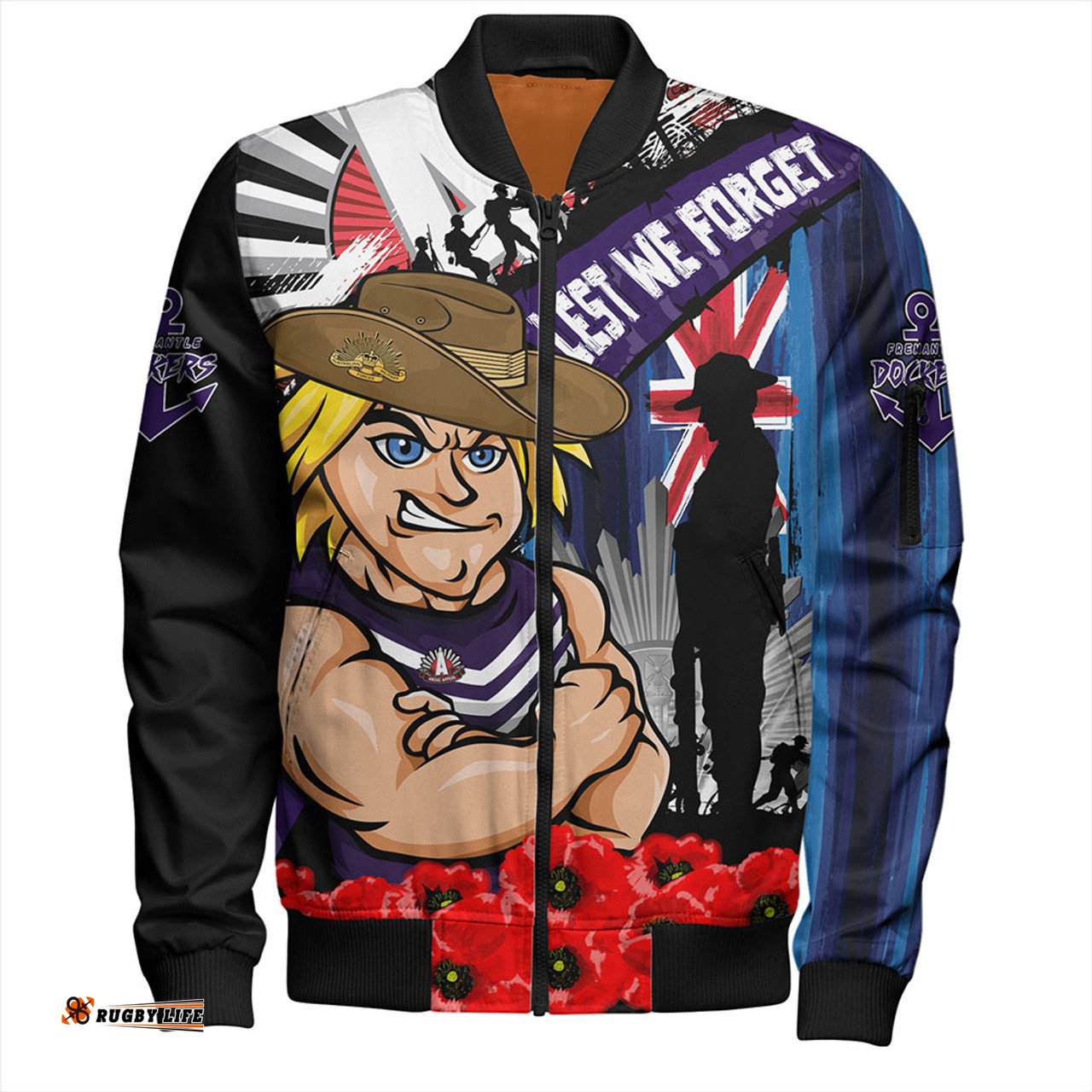 Amazing Aussie Fremantle Anzac Day Honor United In Spirit Bomber Jacket