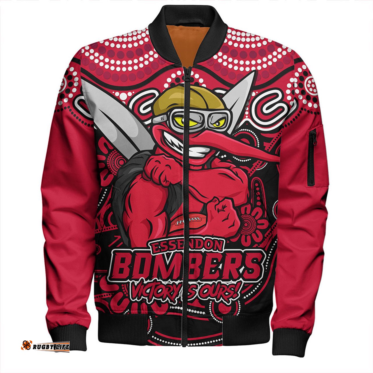 Amazing Aussie Essendon Aboriginal Inspired Tough Fan Football For Life Bomber Jacket