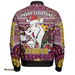 Amazing Aussie Brisbane Broncos Christmas Custom Christmas Knit Patterns Vintage Jersey Ugly Bomber Jacket