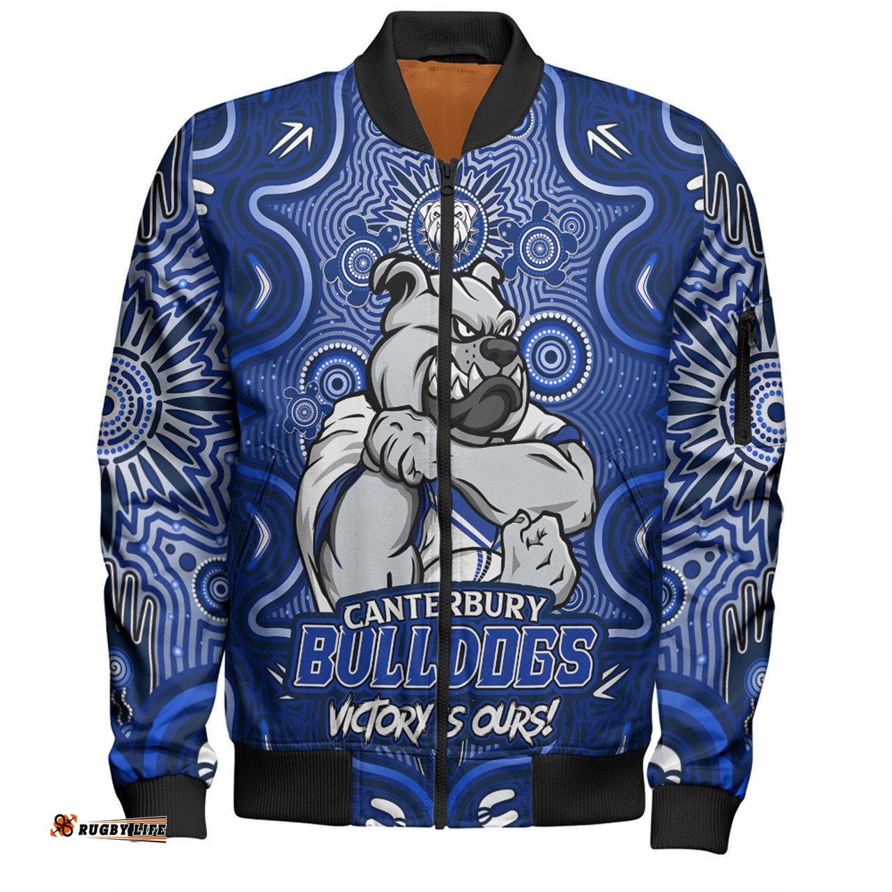 Amazing Aussie Canterbury Bankstown Bulldogs Aboriginal Pattern Inspired Victory Is Ours Bomber Jacket
