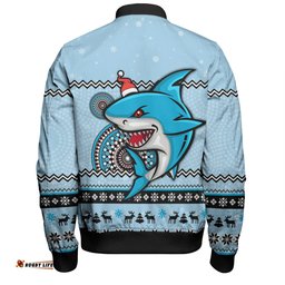 Amazing Aussie Cronulla Sutherland Sharks Christmas Custom Ugly Xmas And Aboriginal Patterns For Die Hard Fan Bomber Jacket