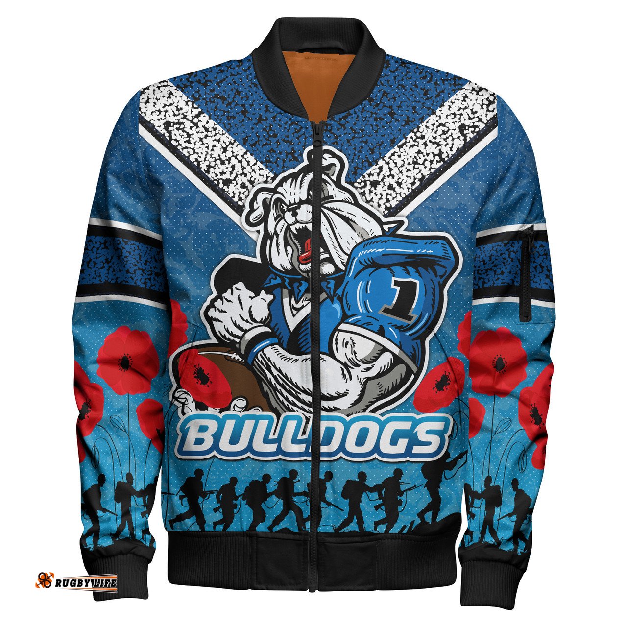 Amazing Aussie Canterbury Bankstown Bulldogs Custom Anzac Canterbury Bankstown Bulldogs Bomber Jacket
