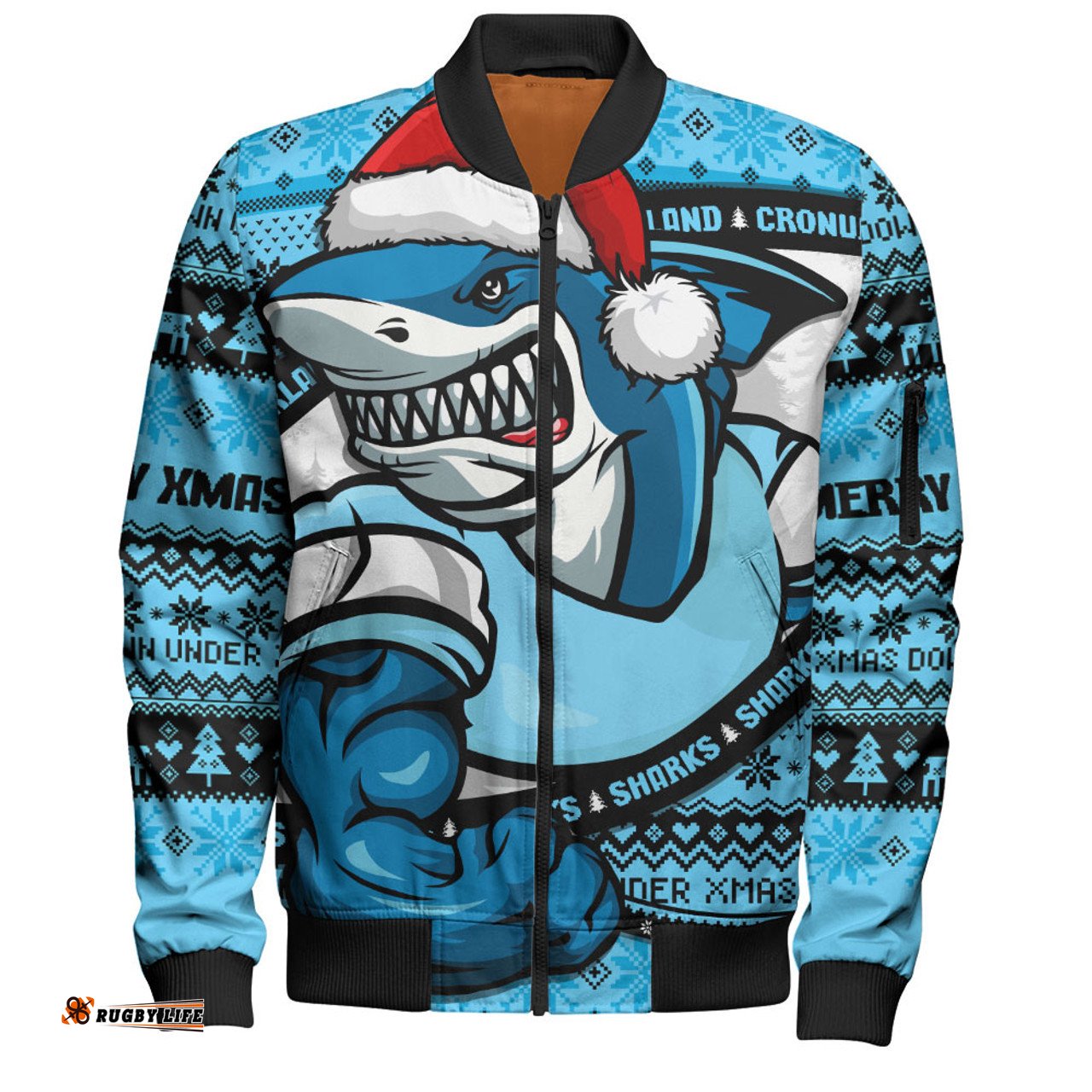 Amazing Aussie Cronulla Sutherland Sharks Ugly Knit Style For Christmas Game Fans Bomber Jacket