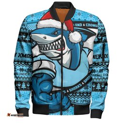 Amazing Aussie Cronulla Sutherland Sharks Ugly Knit Style For Christmas Game Fans Bomber Jacket