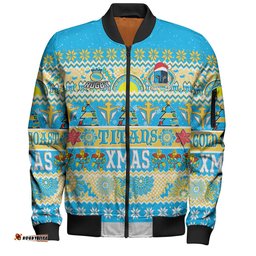 Amazing Aussie Gold Coast Titans Christmas Aboriginal Custom Indigenous Knitted Ugly Xmas Style Bomber Jacket