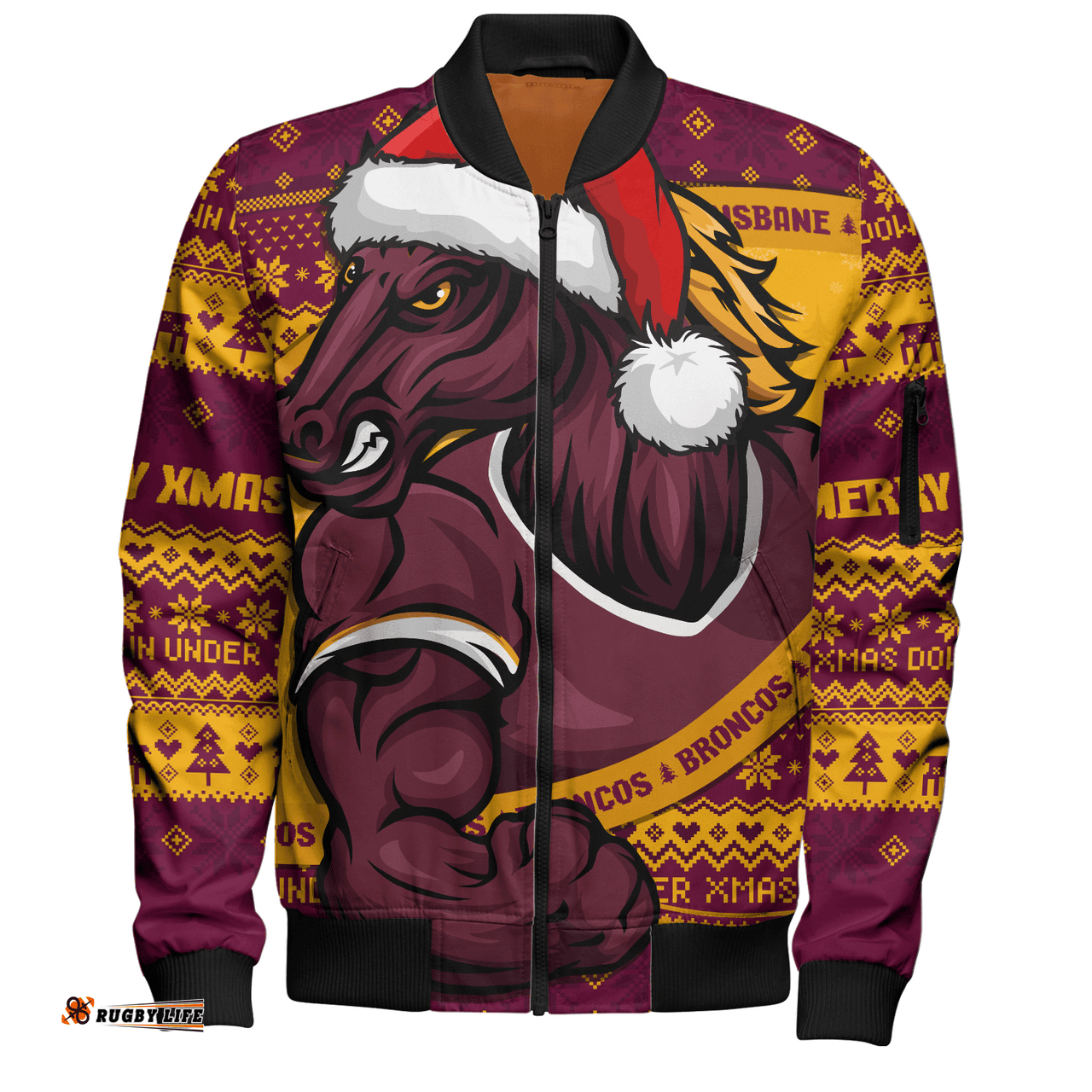 Amazing Aussie Brisbane Broncos Ugly Knit Style For Christmas Game Fans Bomber Jacket