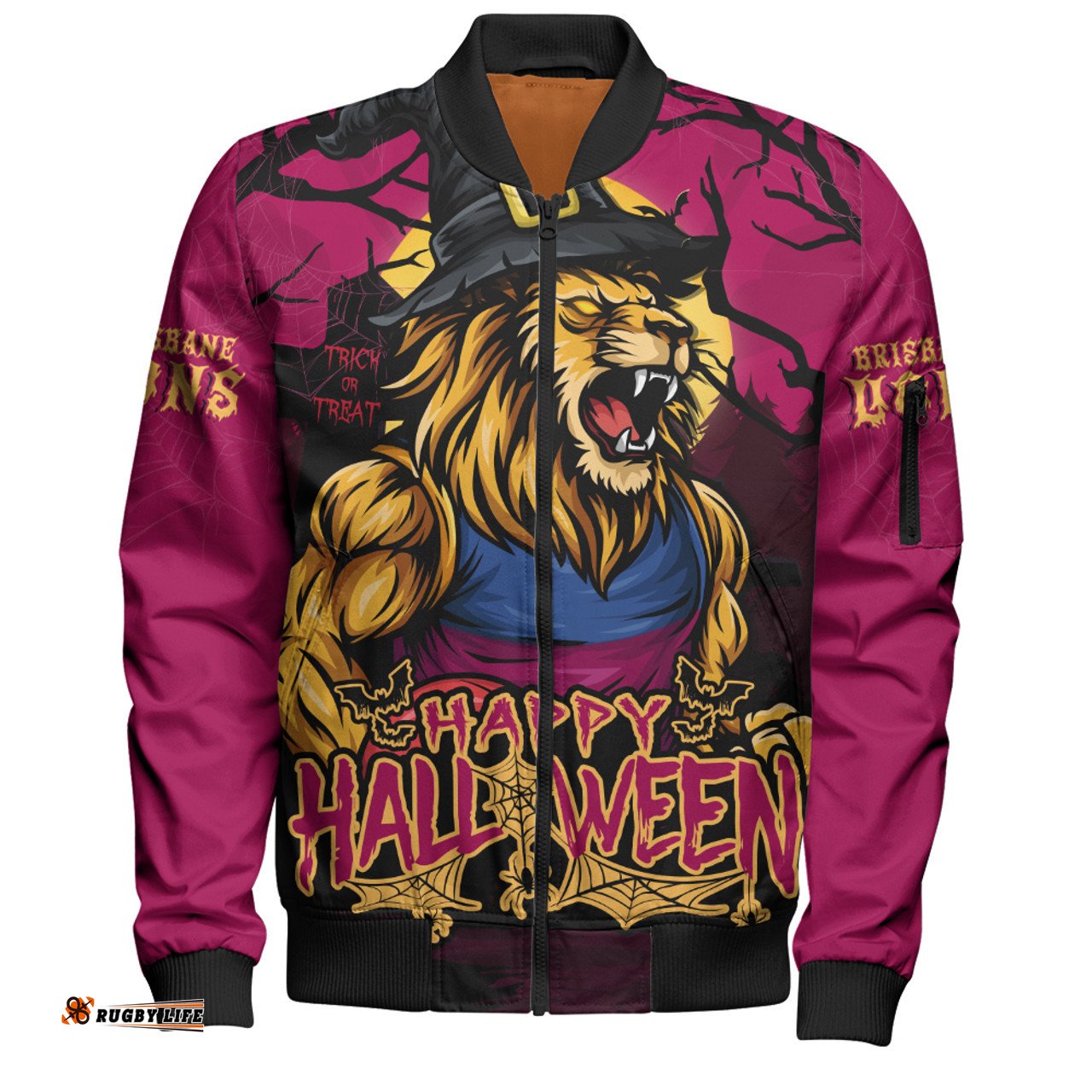 Amazing Aussie Brisbane Lions Full Moon Fever Halloween Supporter Bomber Jacket