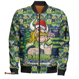Amazing Aussie Canberra Raiders Merry Ugly Christmas Comic Style Bomber Jacket