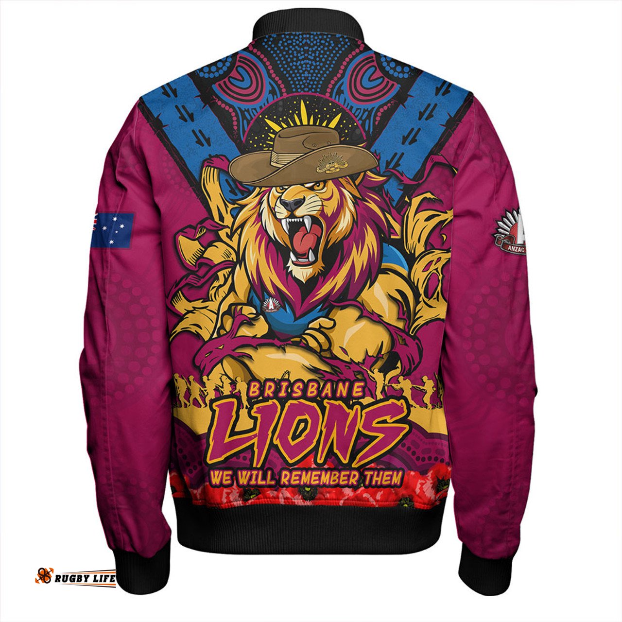 Amazing Aussie Brisbane Lions Ripped Legacy Of The Game The ANZAC Spirit Lives On Bomber Jacket