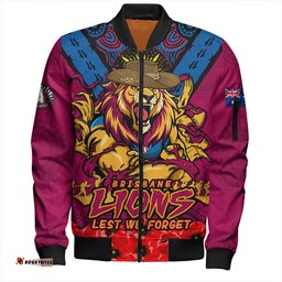 Amazing Aussie Brisbane Lions Ripped Legacy Of The Game The ANZAC Spirit Lives On Bomber Jacket