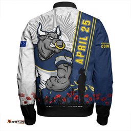 Amazing Aussie North Queensland Cowboys Anzac Day Lest We Forget Strong Fighting Spirit Bomber Jacket