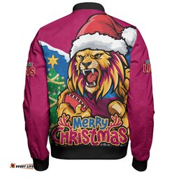 Amazing Aussie Brisbane Lions Santa Scoring Touchdown On Christmas Game Day Bomber Jacket