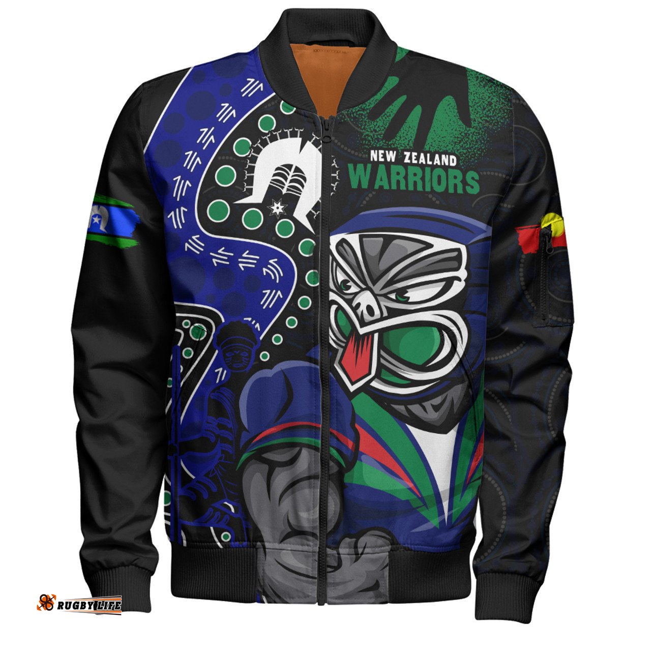 Amazing Aussie New Zealand Warriors NAIDOC Indigenous Warrior Spirit Bomber Jacket