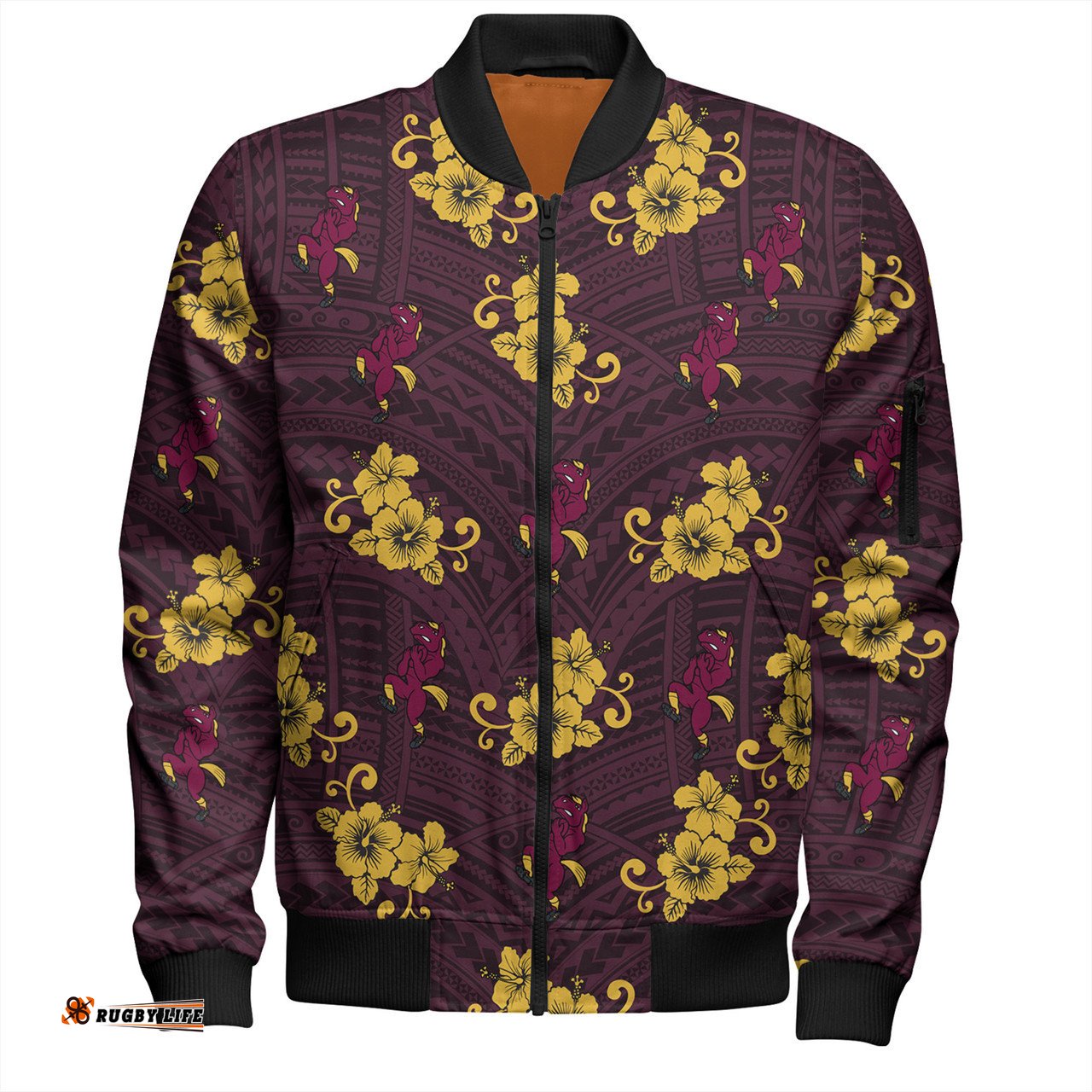 Amazing Aussie Brisbane Broncos Custom Brisbane Broncos With Maori Patterns Bomber Jacket