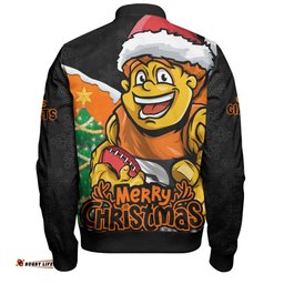Amazing Aussie GWS GIANTS Santa Scoring Touchdown On Christmas Game Day Bomber Jacket
