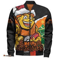 Amazing Aussie GWS GIANTS Santa Scoring Touchdown On Christmas Game Day Bomber Jacket