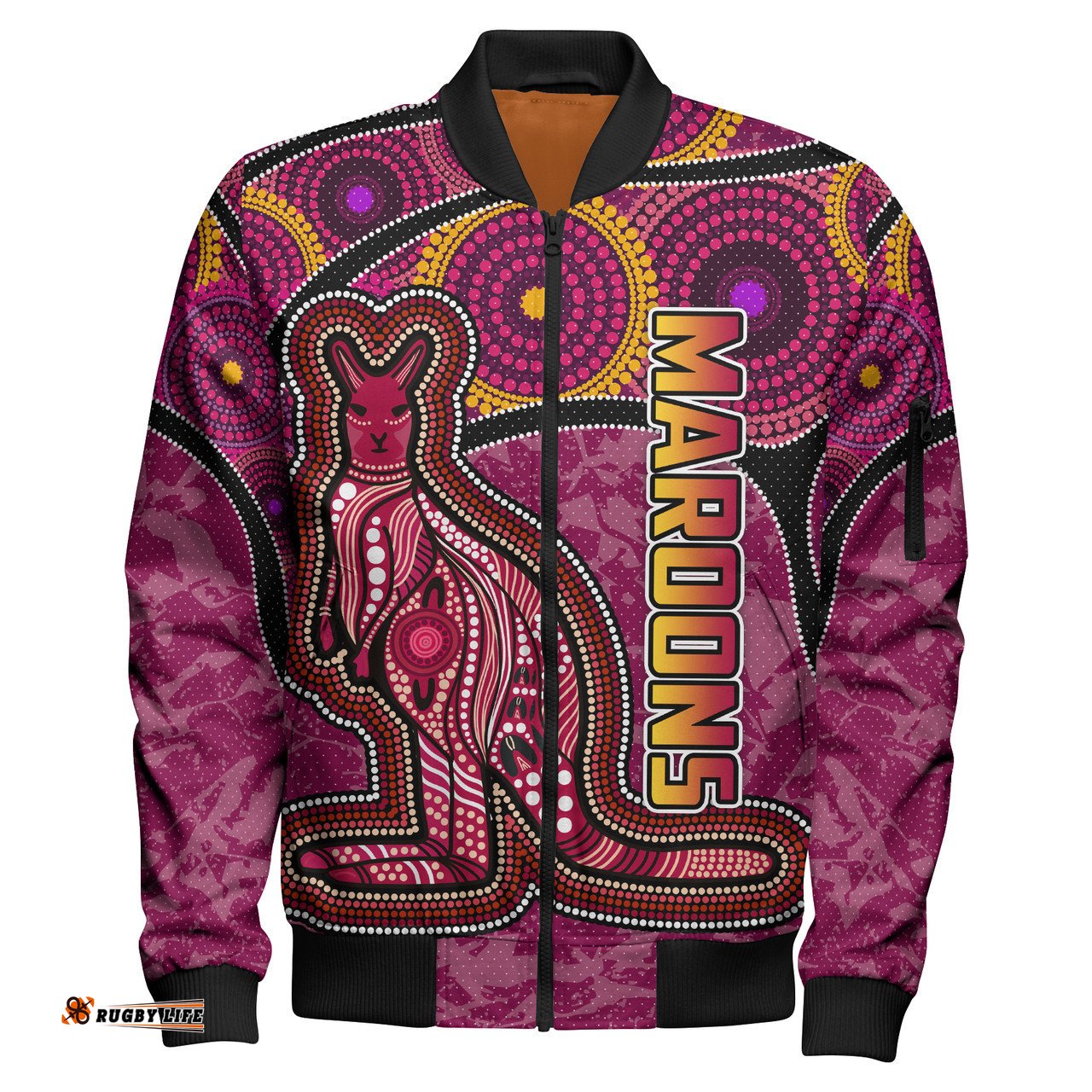 Amazing Aussie Maroons Rugby Custom Maroons Kangaroo Bomber Jacket