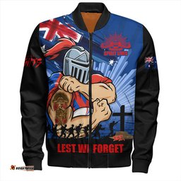 Amazing Aussie Newcastle Knights Fearless ANZAC Defender Bomber Jacket