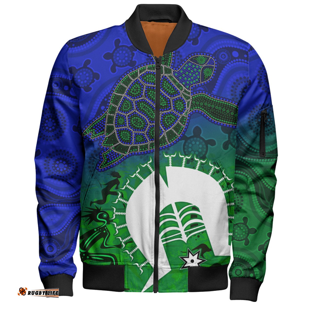 Amazing Aussie Indigenous Australian Aboriginal Island Heart Turtle Path Bomber Jacket