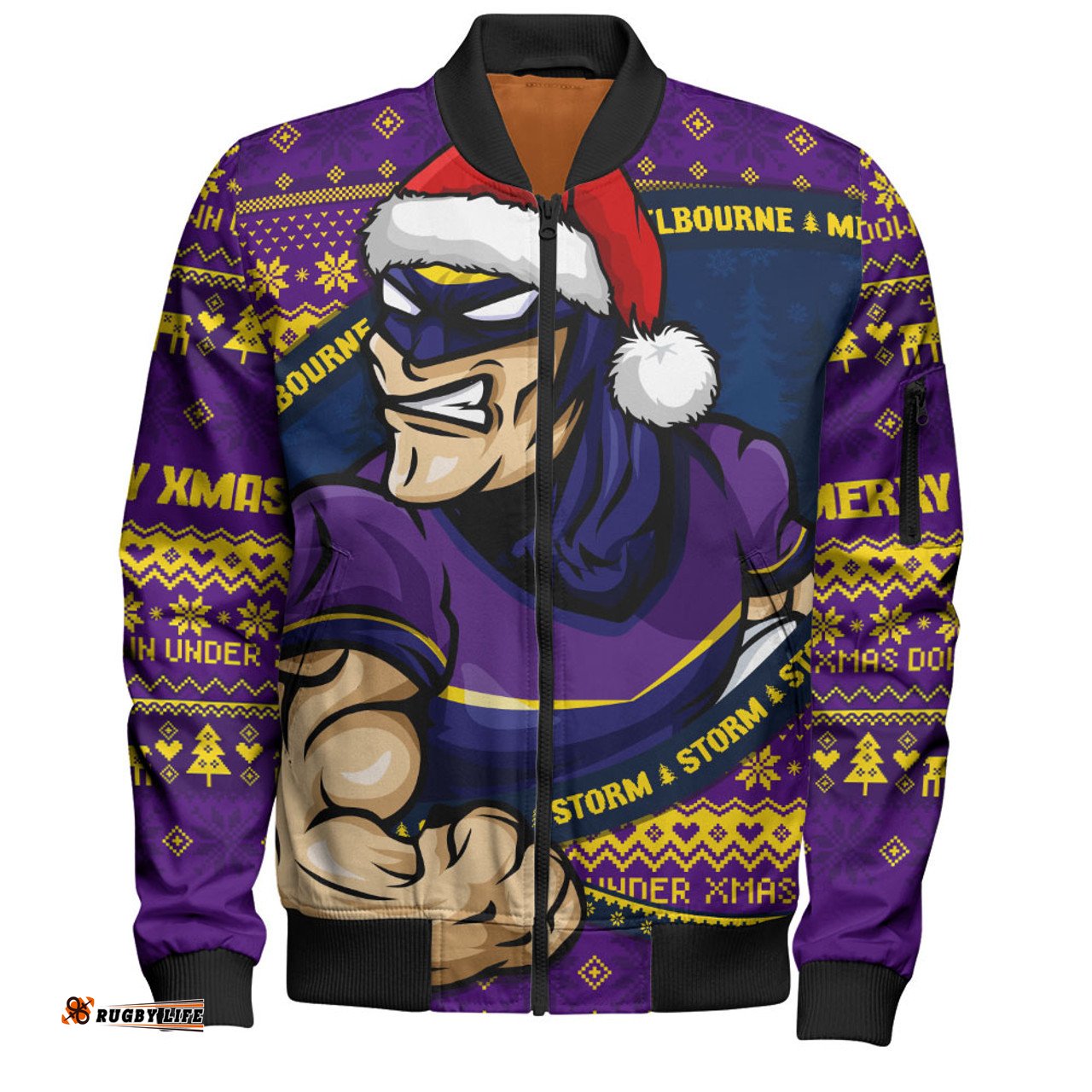Amazing Aussie Melbourne Storm Ugly Knit Style For Christmas Game Fans Bomber Jacket