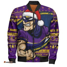 Amazing Aussie Melbourne Storm Ugly Knit Style For Christmas Game Fans Bomber Jacket