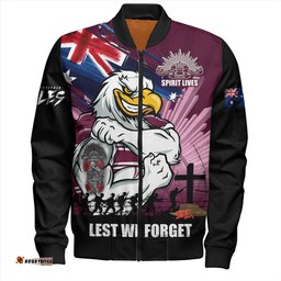 Amazing Aussie Manly Warringah Sea Eagles Fearless ANZAC Defender Bomber Jacket