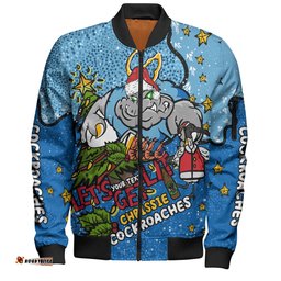 Amazing Aussie New South Wales Cockroaches Christmas Custom Let's Get Lit Chrisse Pressie Bomber Jacket