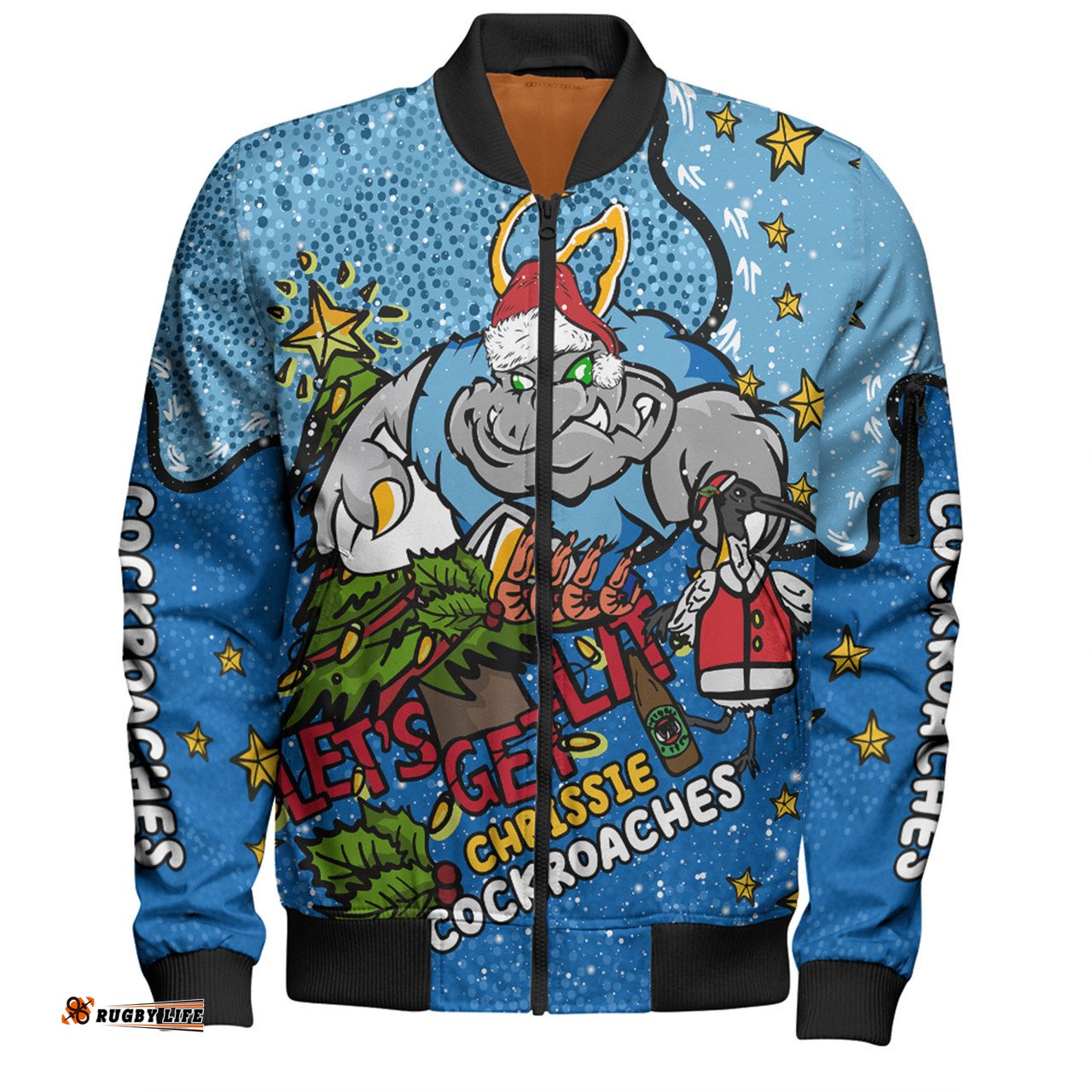 Amazing Aussie New South Wales Cockroaches Christmas Custom Let's Get Lit Chrisse Pressie Bomber Jacket