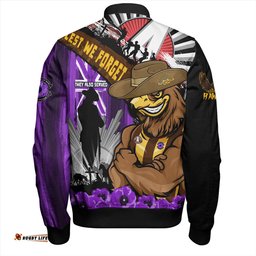 Amazing Aussie Hawthorn ANZAC Day Honor Purple Valor And Spirit Bomber Jacket