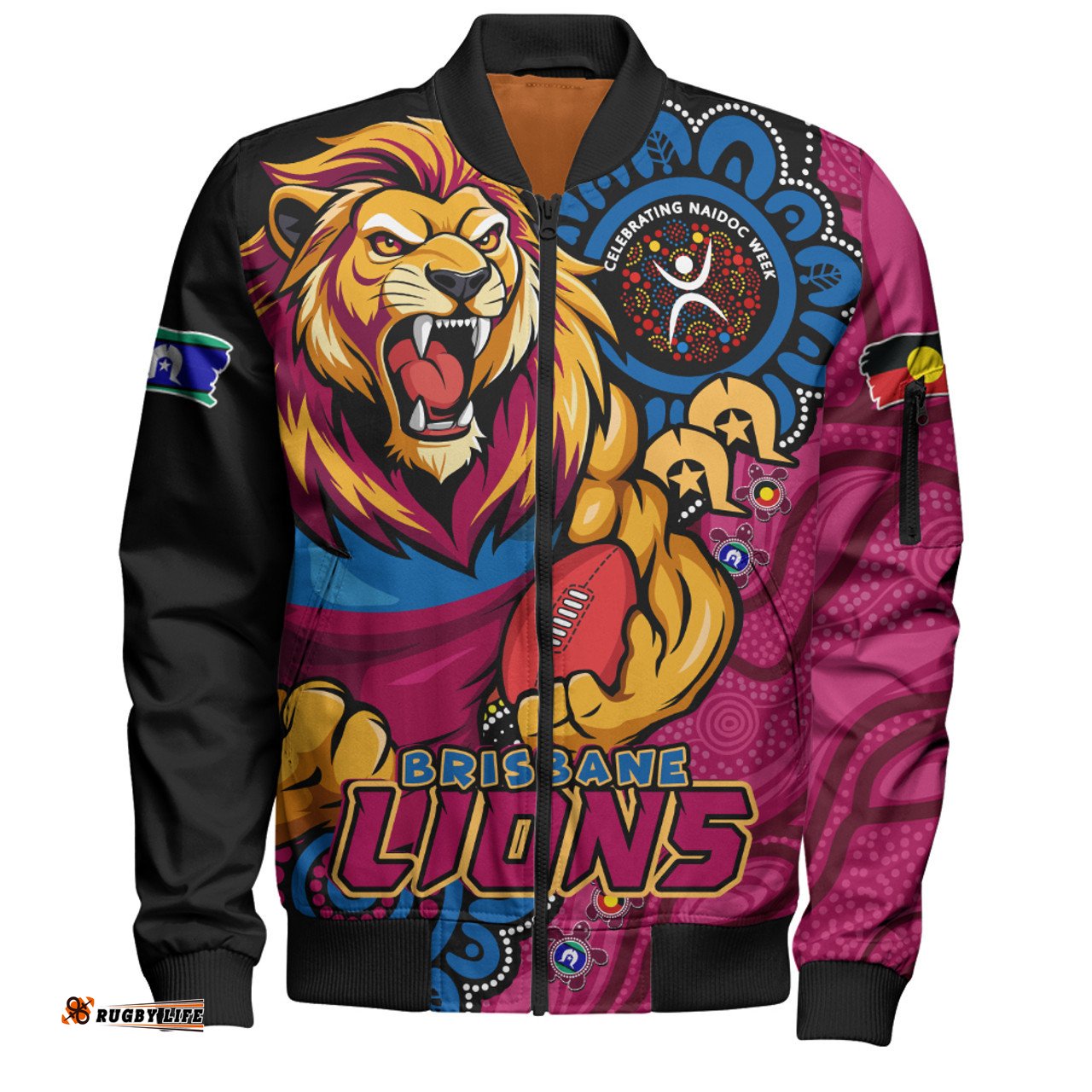 Amazing Aussie Brisbane Lions Power Through Generations NAIDOC Edition Bomber Jacket