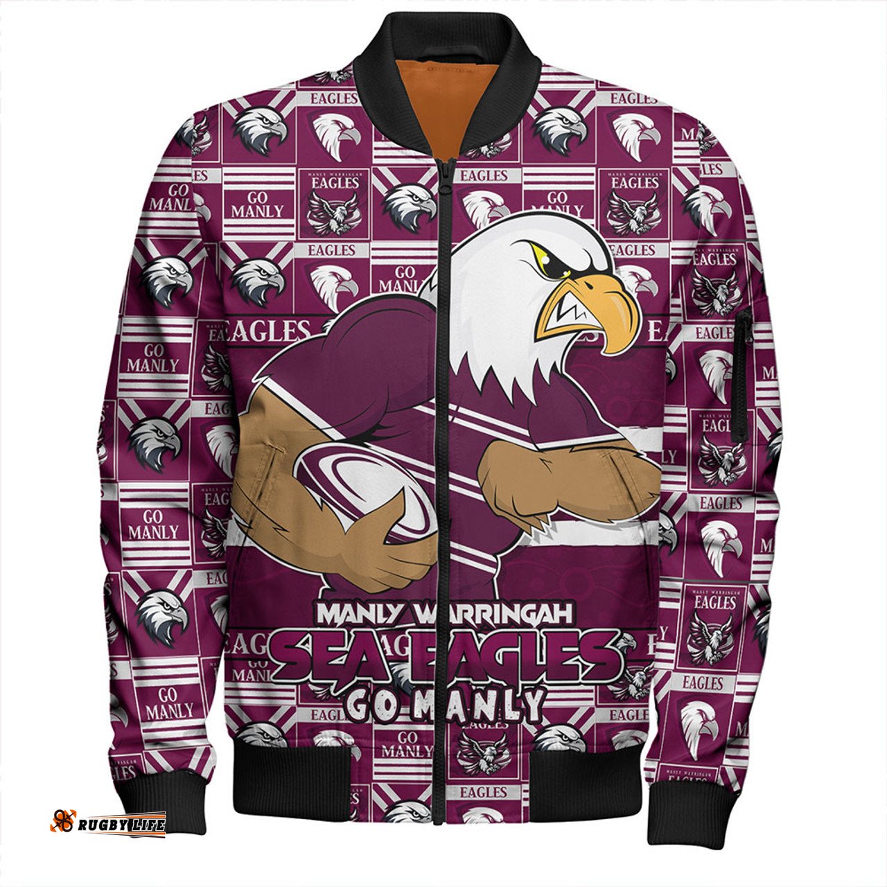 Amazing Aussie Manly Warringah Sea Eagles Champion���s Pride Comic Style Bomber Jacket
