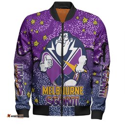 Amazing Aussie Melbourne Storm Custom Team With Dot And Star Patterns For Tough Fan Bomber Jacket