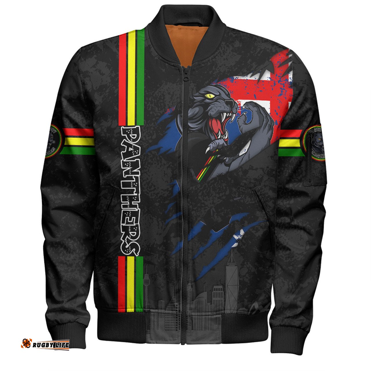 Amazing Aussie Penrith Panthers Happy Australia Day Flag Scratch Style Bomber Jacket
