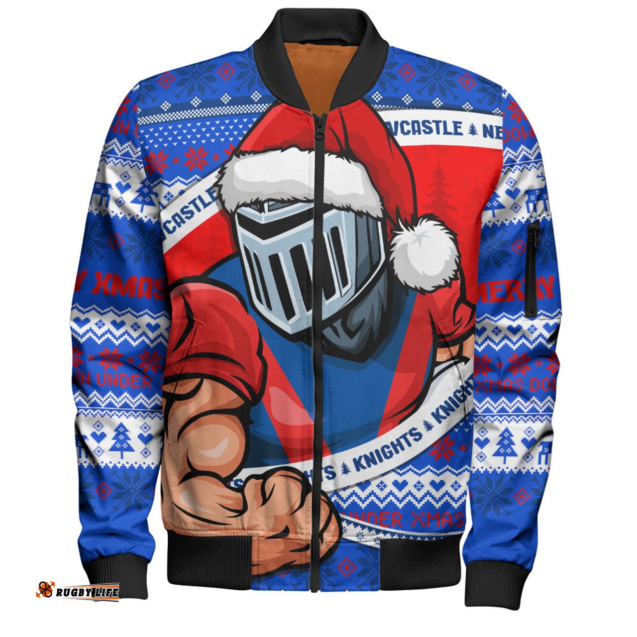 Amazing Aussie Newcastle Knights Ugly Knit Style For Christmas Game Fans Bomber Jacket