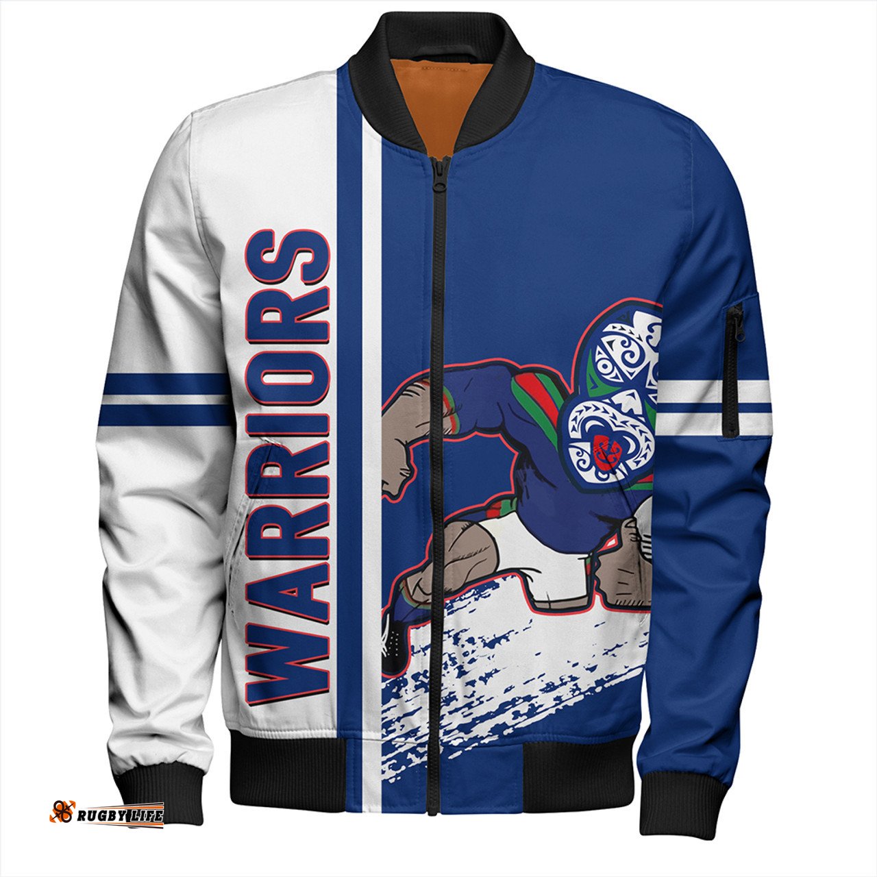 Amazing Aussie New Zealand Warriors Sport Warriors Mascot Quater Style Bomber Jacket