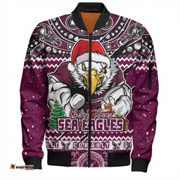Amazing Aussie Manly Warringah Sea Eagles Aboriginal Xmas Special Ugly Christmas Style Bomber Jacket