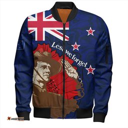 Amazing Aussie New Zealand Warriors Anzac Day Custom FLag Anzac Day Maori Patterns Bomber Jacket