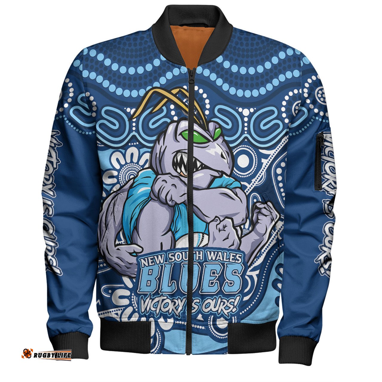 Amazing Aussie New South Wales Blues Aboriginal Inspired Tough Fan Rugby For Life Bomber Jacket