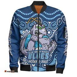 Amazing Aussie New South Wales Blues Aboriginal Inspired Tough Fan Rugby For Life Bomber Jacket