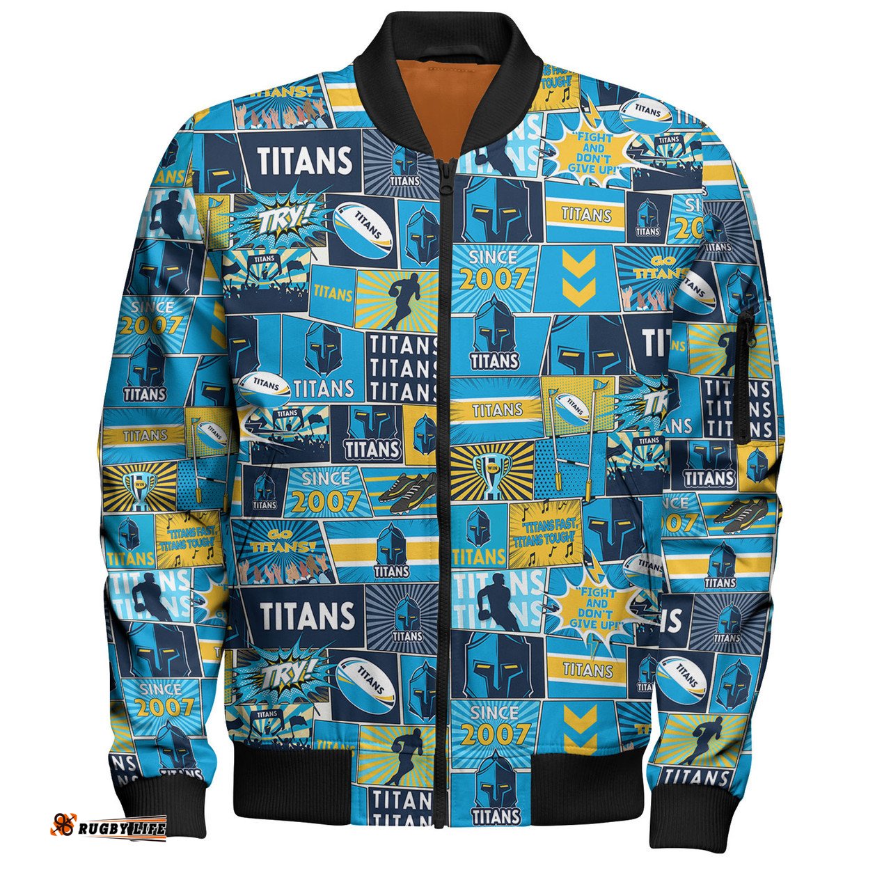 Amazing Aussie Gold Coast Titans Sport Team Of Us Die Hard Fan Supporters Comic Style Bomber Jacket