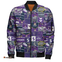 Amazing Aussie Melbourne Storm Team Of Us Die Hard Fan Supporters Comic Style Bomber Jacket