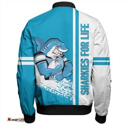 Amazing Aussie Cronulla Sutherland Sharks Sharks Mascot Quater Style Bomber Jacket
