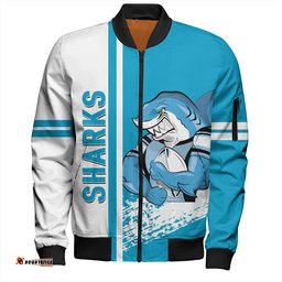 Amazing Aussie Cronulla Sutherland Sharks Sharks Mascot Quater Style Bomber Jacket