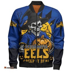 Amazing Aussie Parramatta Eels Dark Moon Rugby Halloween Battle Edition Bomber Jacket